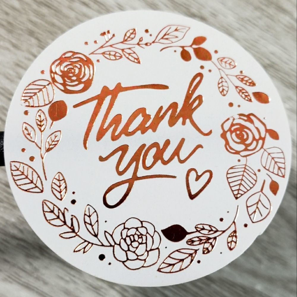 7/$15 1.5" Rose Gold Thank You Stickers 50ct Labels